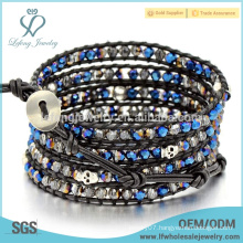 Trendy Bohemia leather beaded bracelets,multi wrap leather friendship bracelet